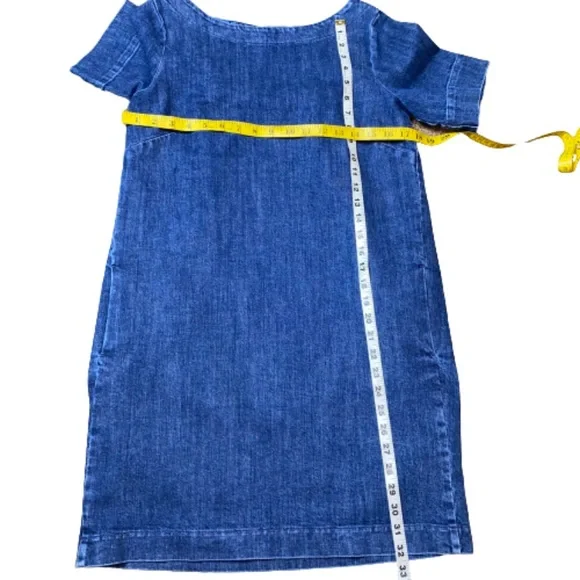 Massimo Dutti Jean Pleated Back Dress M Pockets - Picture 4 of 5